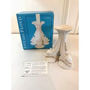 Fitz And Floyd Atlantis Collection Candleholder White Ceramic Fish Candle Holder